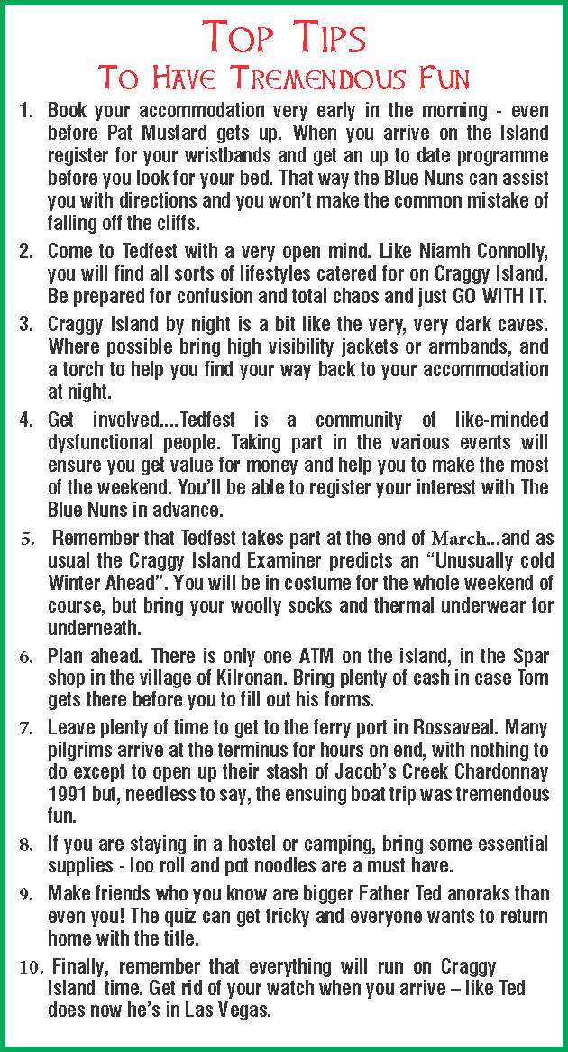 Tedfest Top Tips
